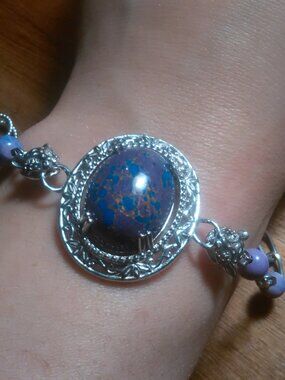Purple Mojave Turquoise Platinum Bond Toggle Clasp Bracelet (6.5 to 8 Inch)